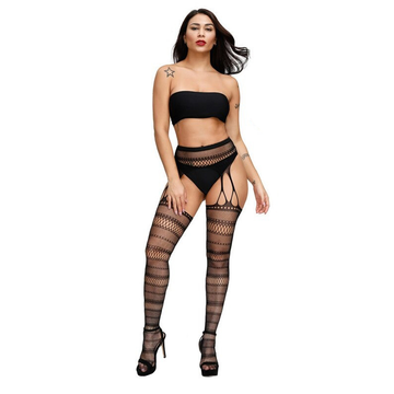 See-Through Lingerie for Lady / Black Bodystockings with Suspenders / Open Crotch Lingerie - EVE's SECRETS